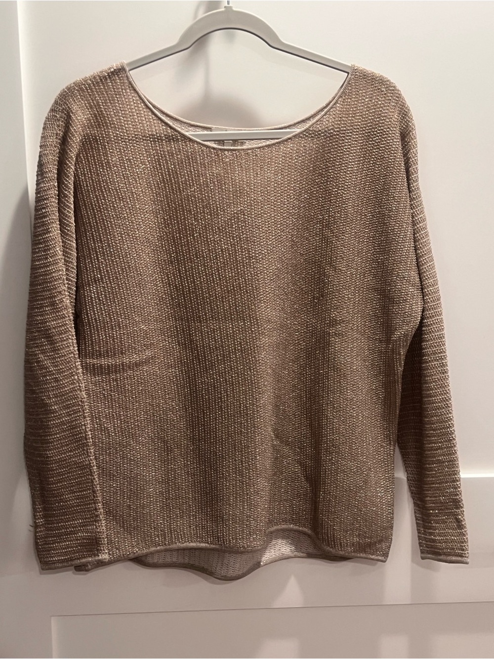 Joie Taupe Textured Scoop Neck Sweater